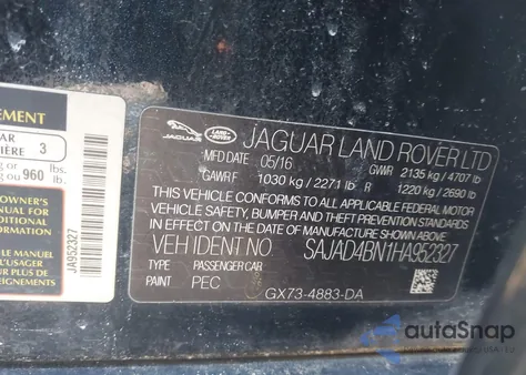 2017 Jaguar Xe 20D Premium z USA, uszkodzony, nr VIN SAJAD4BN1HA952327